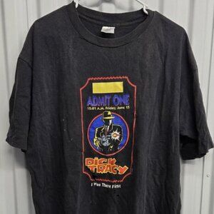 Vintage 90s Dick Tracy Crime Shirt XL Single Stitch Admit One T Shirt Black